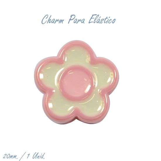 Charm Para Elástico Perolado Amarelo e Rosa Com 1 Unidade Pop Disc