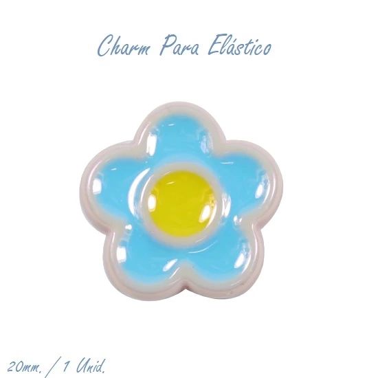 Charm Para Elástico Perolado Azul e Rosa Com 1 Unidade Pop Disc