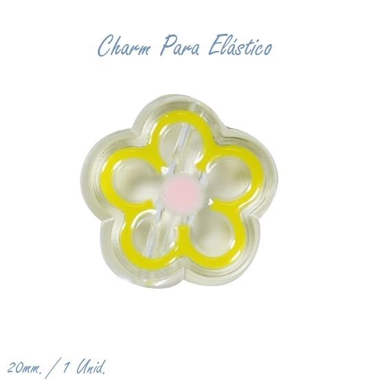 Charm Para Elástico Transparente Amarelo Com 1 Unidade Pop Disc