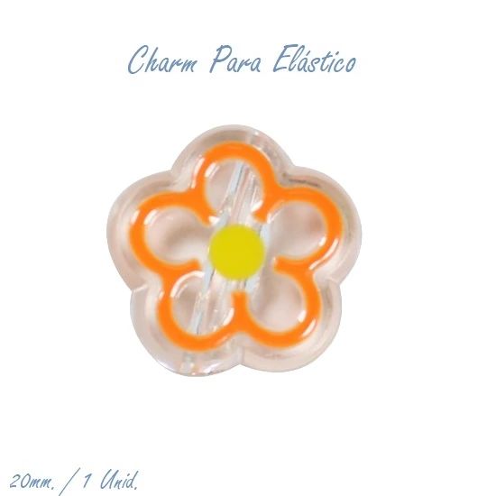 Charm Para Elástico Transparente Laranja Com 1 Unidade Pop Disc