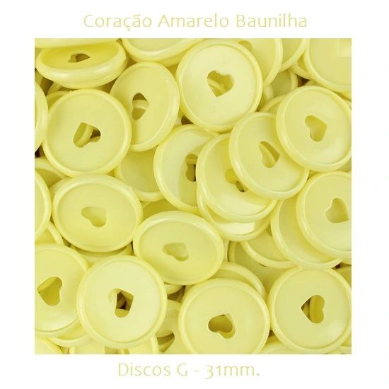 Discos Decorados G 31mm. Coração Amarelo Baunilha Com 12 Unidades Pop Disc