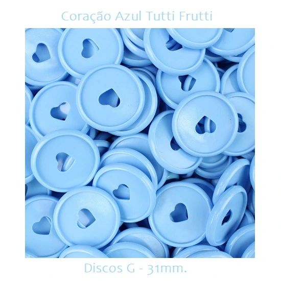 Discos Decorados G 31mm. Coração Azul Tutti Frutti Com 12 Unidades Pop Disc