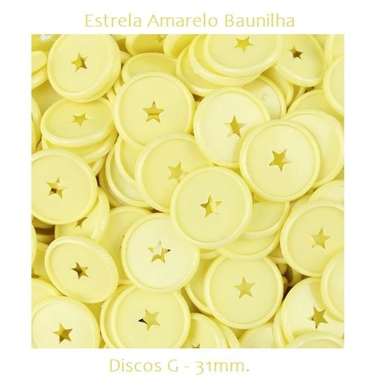 Discos Decorados G 31mm. Estrela Amarelo Baunilha Com 12 Unidades Pop Disc