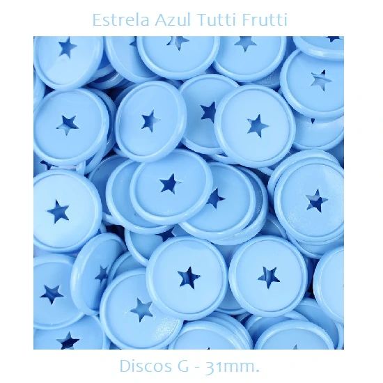 Discos Decorados G 31mm. Estrela Azul Tutti Frutti Com 12 Unidades Pop Disc