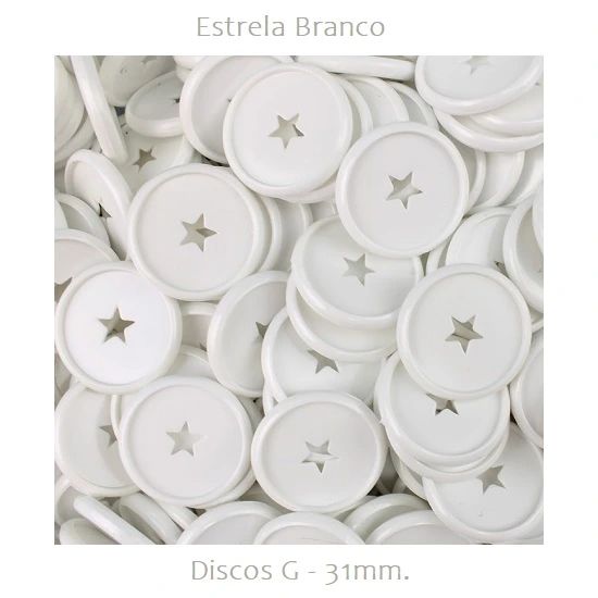 Discos Decorados G 31mm. Estrela Branco Com 12 Unidades Pop Disc