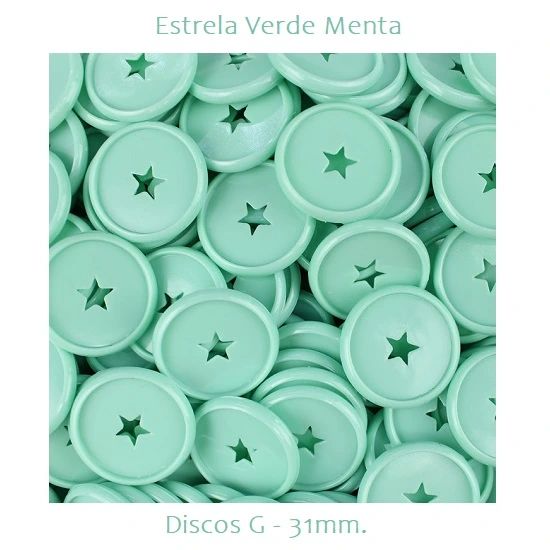 Discos Decorados G 31mm. Estrela Verde Menta Com 12 Unidades Pop Disc