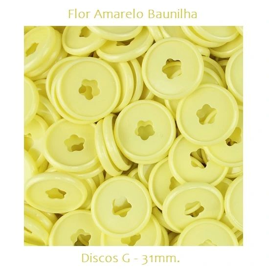 Discos Decorados G 31mm. Flor Amarelo Baunilha Com 12 Unidades Pop Disc