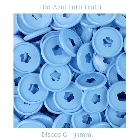 Discos Decorados G 31mm. Flor Azul Tutti Frutti Com 12 Unidades Pop Disc