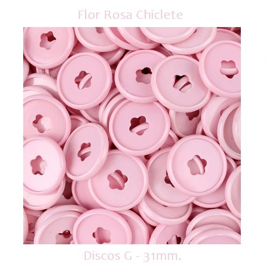 Discos Decorados G 31mm. Flor Rosa Chiclete Com 12 Unidades Pop Disc