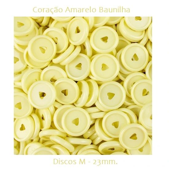 Discos Decorados M 23mm. Coração Amarelo Baunilha Com 12 Unidades Pop Disc