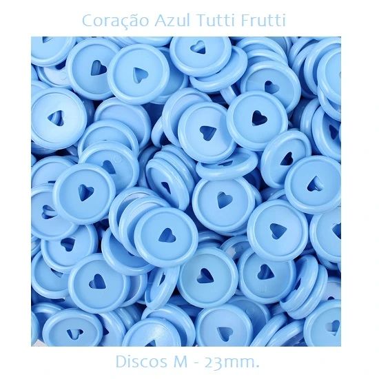 Discos Decorados M 23mm. Coração Azul Tutti Frutti Com 12 Unidades Pop Disc