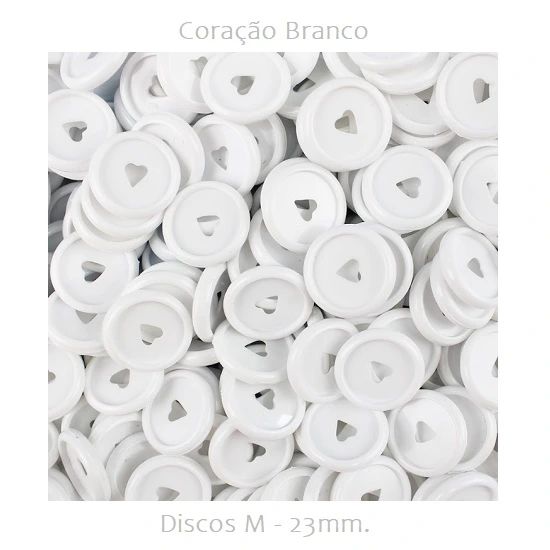 Discos Decorados M 23mm. Coração Branco Com 12 Unidades Pop Disc