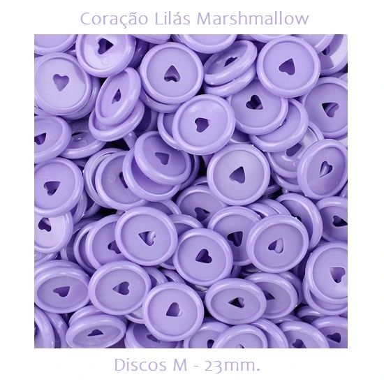 Discos Decorados M 23mm. Coração Lilás Marshmallow Com 12 Unidades Pop Disc