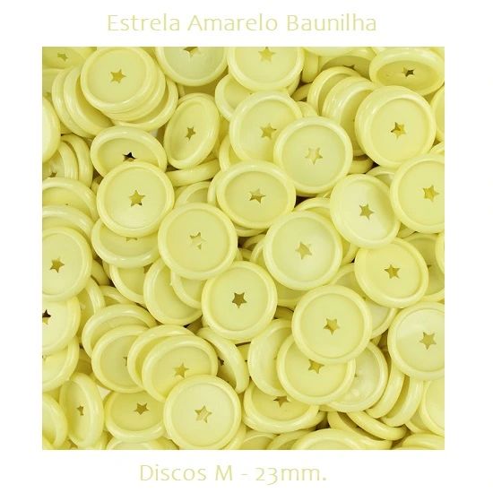 Discos Decorados M 23mm. Estrela Amarelo Baunilha Com 12 Unidades Pop Disc