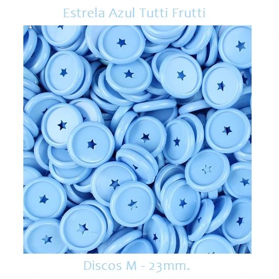 Discos Decorados M 23mm. Estrela Azul Tutti Frutti Com 12 Unidades Pop Disc