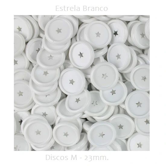 Discos Decorados M 23mm. Estrela Branco Com 12 Unidades Pop Disc