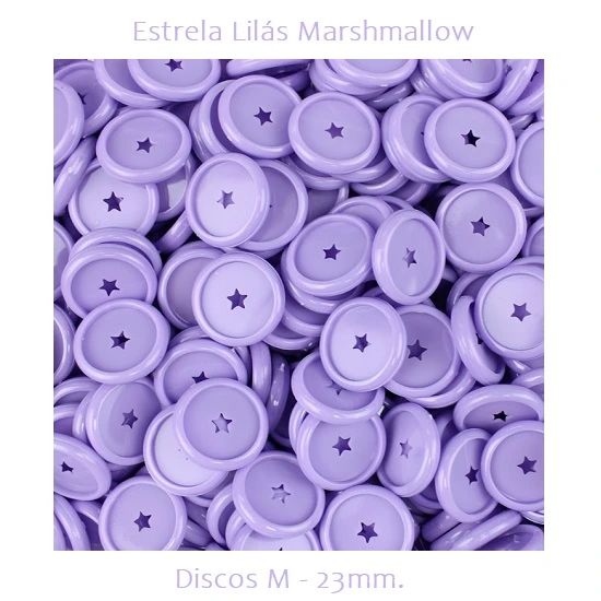 Discos Decorados M 23mm. Estrela Lilás Marshmallow Com 12 Unidades Pop Disc