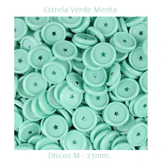 Discos Decorados M 23mm. Estrela Verde Menta Com 12 Unidades Pop Disc