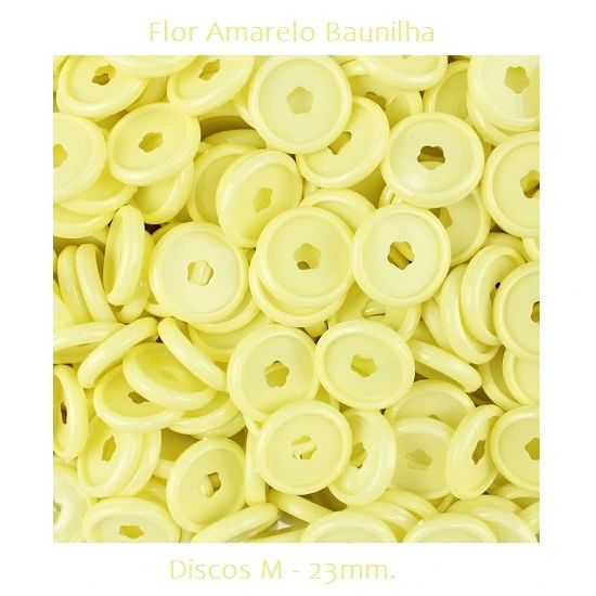 Discos Decorados M 23mm. Flor Amarelo Baunilha Com 12 Unidades Pop Disc