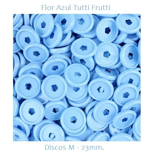 Discos Decorados M 23mm. Flor Azul Tutti Frutti Com 12 Unidades Pop Disc