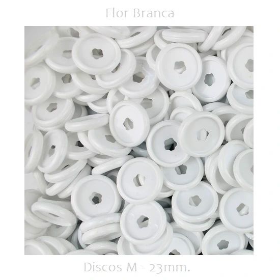 Discos Decorados M 23mm. Flor Branco Com 12 Unidades Pop Disc