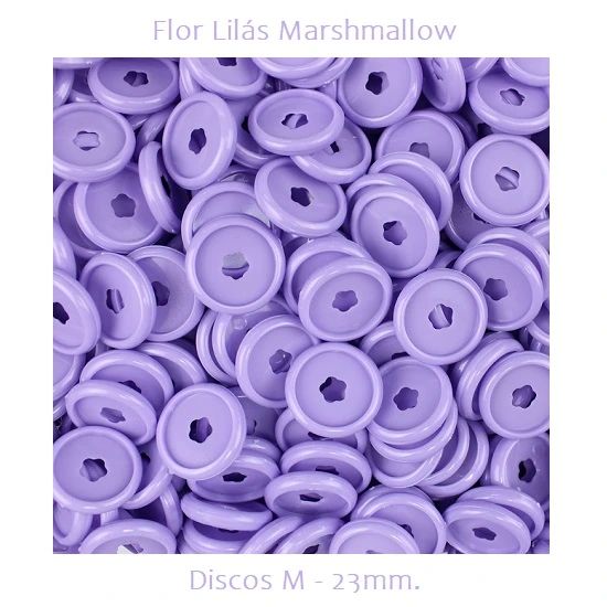 Discos Decorados M 23mm. Flor Lilás Marshmallow Com 12 Unidades Pop Disc