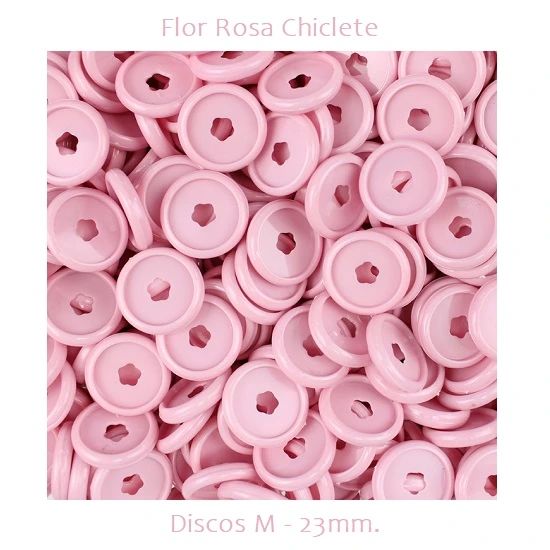 Discos Decorados M 23mm. Flor Rosa Chiclete Com 12 Unidades Pop Disc