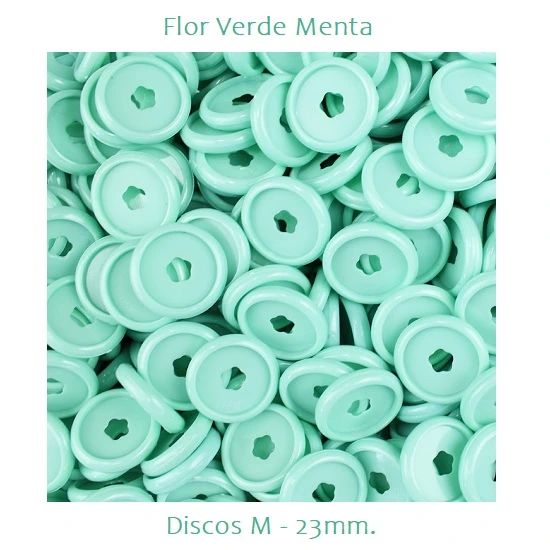 Discos Decorados M 23mm. Flor Verde Menta Com 12 Unidades Pop Disc