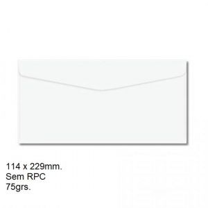 Envelope Ofício 114x229mm Sem RPC 75grs. Branco com 10 unidades