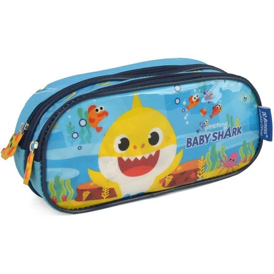 Estojo Escolar 2 Divisórias Baby Shark Azul Claro EI37475BS Maxlog