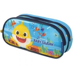 Estojo Escolar 2 Divisórias Baby Shark Azul Claro EI37475BS Maxlog