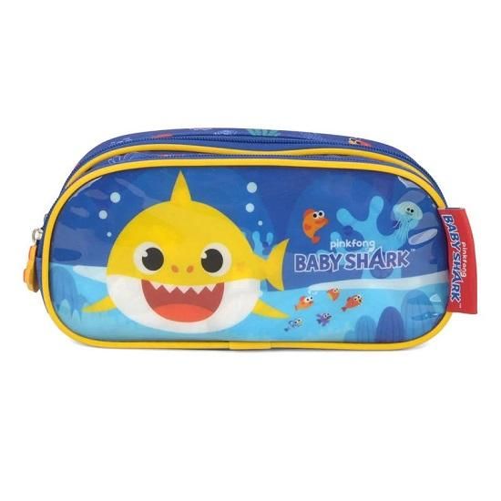 Estojo Escolar 2 Divisórias Baby Shark Azul Escuro EI37475BS Maxlog