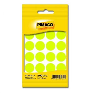 Etiqueta TP 19 Amarelo Fluorescente Com 100 Unidades Pimaco