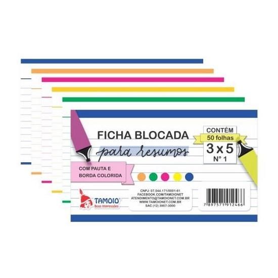 Ficha Blocada N° 1 3x5 Com 50 Folhas 1246 Tamoio