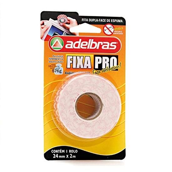 Fita Adesiva Fixa Pró Dupla Face Espuma 24mm x 2M Adelbras