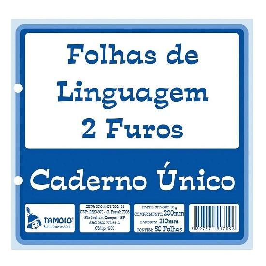 Folha Linguagem Com 2 Furos Com 50 Folhas Tamoio