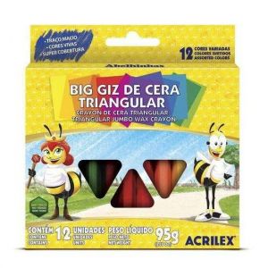 Giz De Cera 12 Cores Big Triangular Ref. 09312 Acrilex