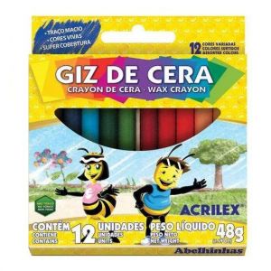 Giz De Cera Escolar 12 Cores Acrilex