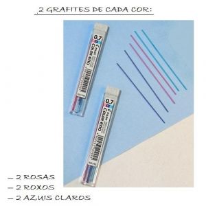 Grafite 0.7 Com 6 Grafites Rosa/ Roxa/ Azul Claro Pilot