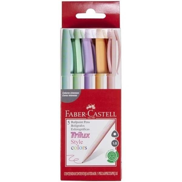 Kit Caneta Esferográfica Trilux Style 032 Com 5 Cores Faber Castell