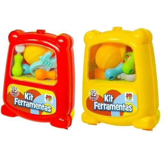 Kit Ferramenta Infantil 15 Peças DMT5664 DM Brasil - Envio de Cores Conforme Disponibilidade do Estoque