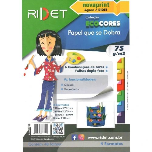 Kit Papel Dobradura 4 Tamanhos 48 Folhas Ridet