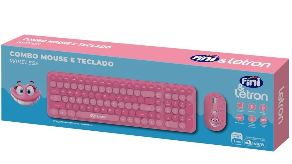 Kit Teclado E Mouse Sem Fio Fini 10323 Letron