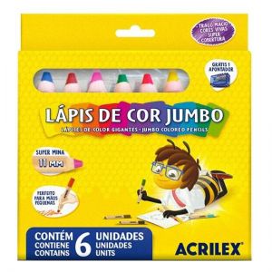 Lápis De Cor 06 Cores Jumbo 09620 Acrilex 