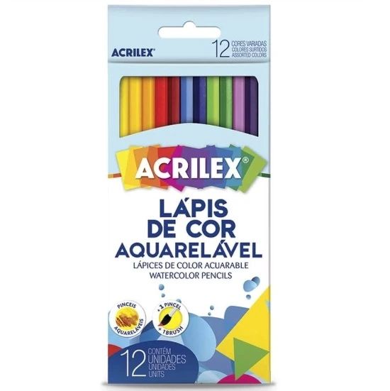 Lápis De Cor 12 Cores Aquarelável Acrilex