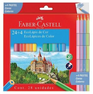 Lápis De Cor 24 Cores + 4 Pastel 120124 Faber Castell