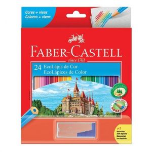 Lápis De Cor 24 Cores + Apontador Faber Castell