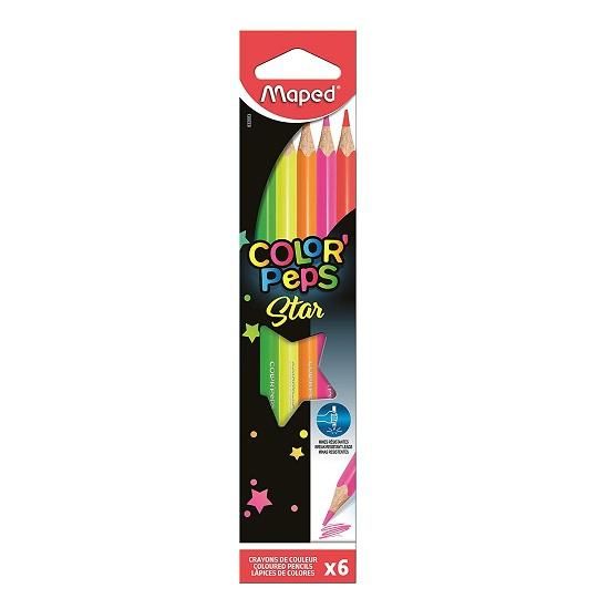 Lápis De Cor 6 Cores Fluorescente 832003 Maped