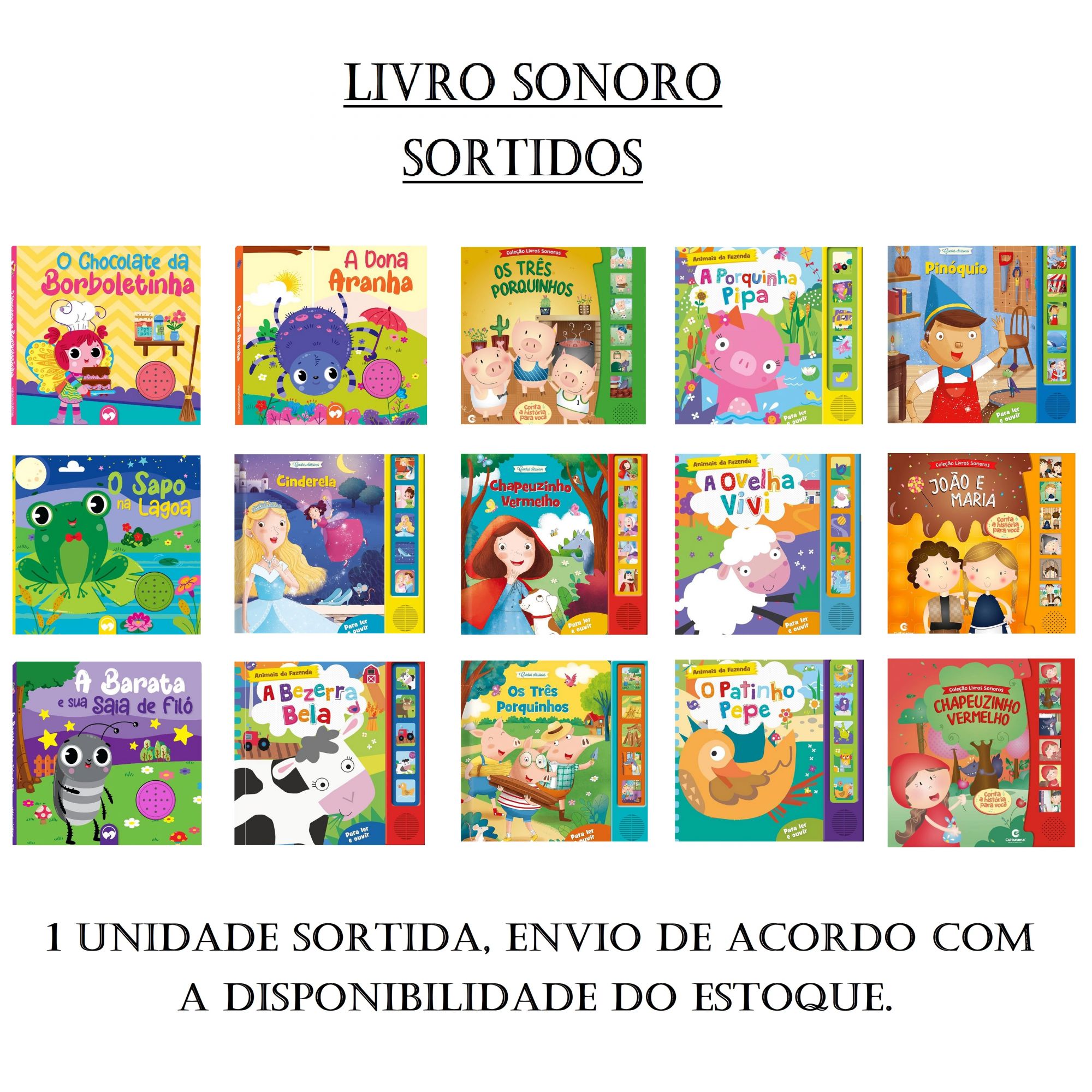 Livros Sonoros Contos Clássicos Sortidos - Envio da História Conforme Disponibilidade do Estoque