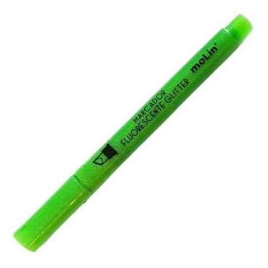 Marca Texto Fluorescente Glitter Verde 9096 Molin